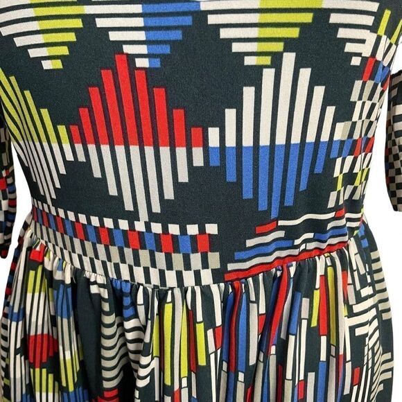 Bebop Fit and Flare Dress Size M Bright Geometric Pattern Round Neck - Picture 4 of 14